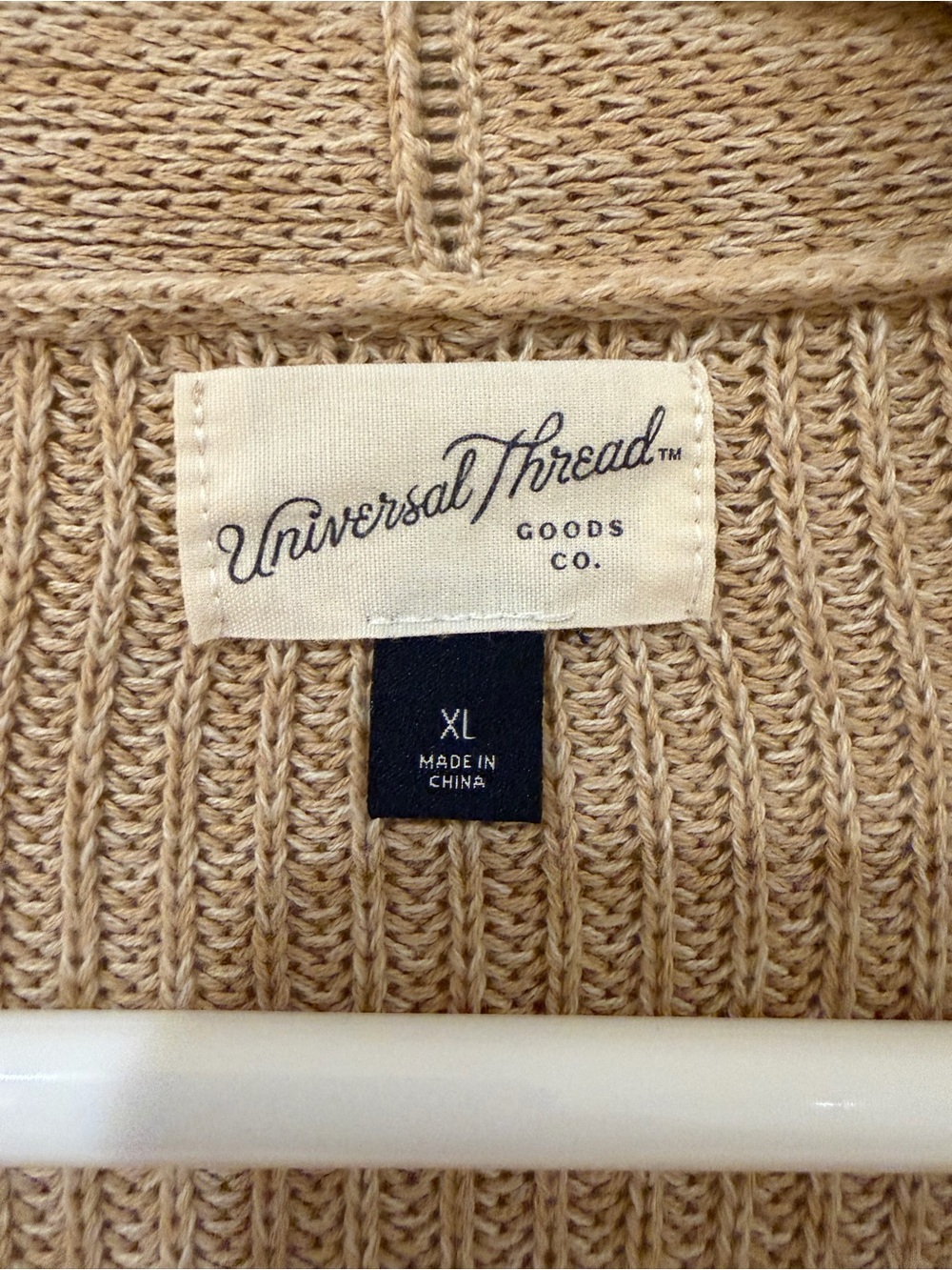 Oversized Tan Open-Front Chunky Knit Cardigan - Picture 3 of 5